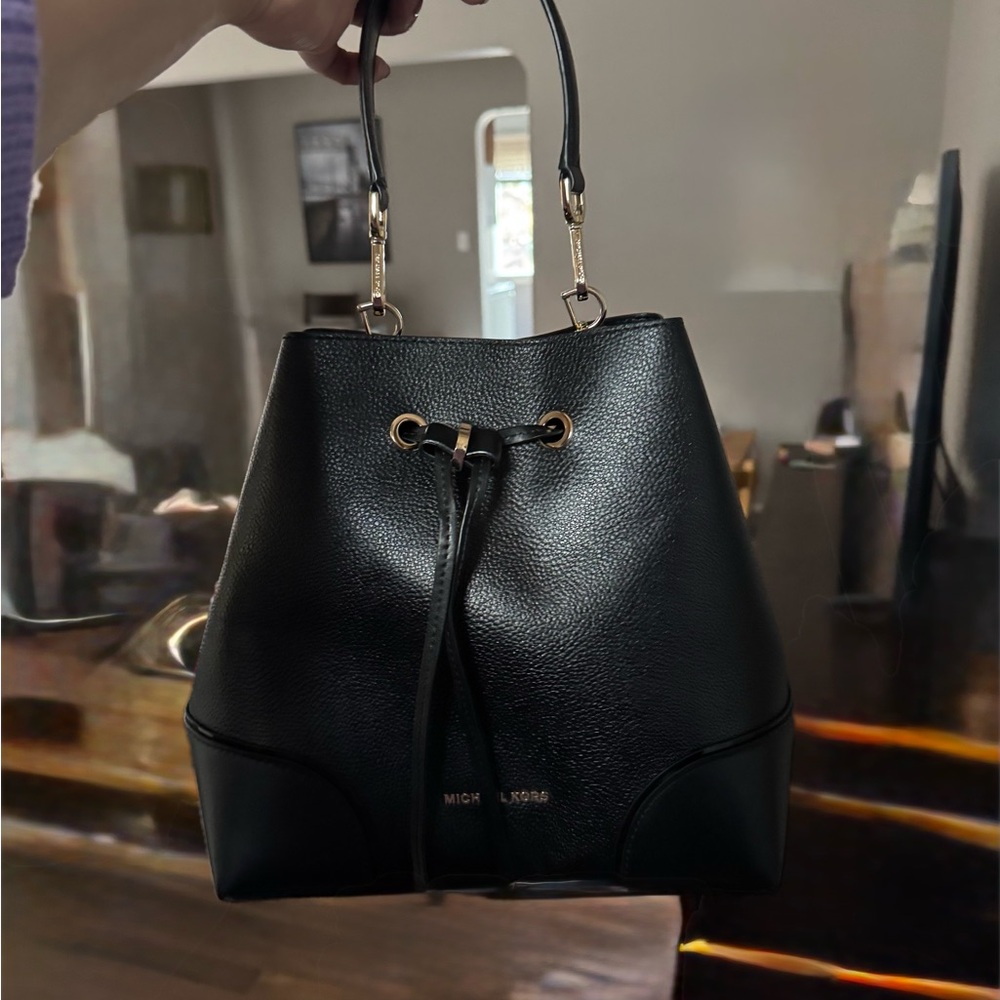 Michael Kors Black Leather Bucket Bag